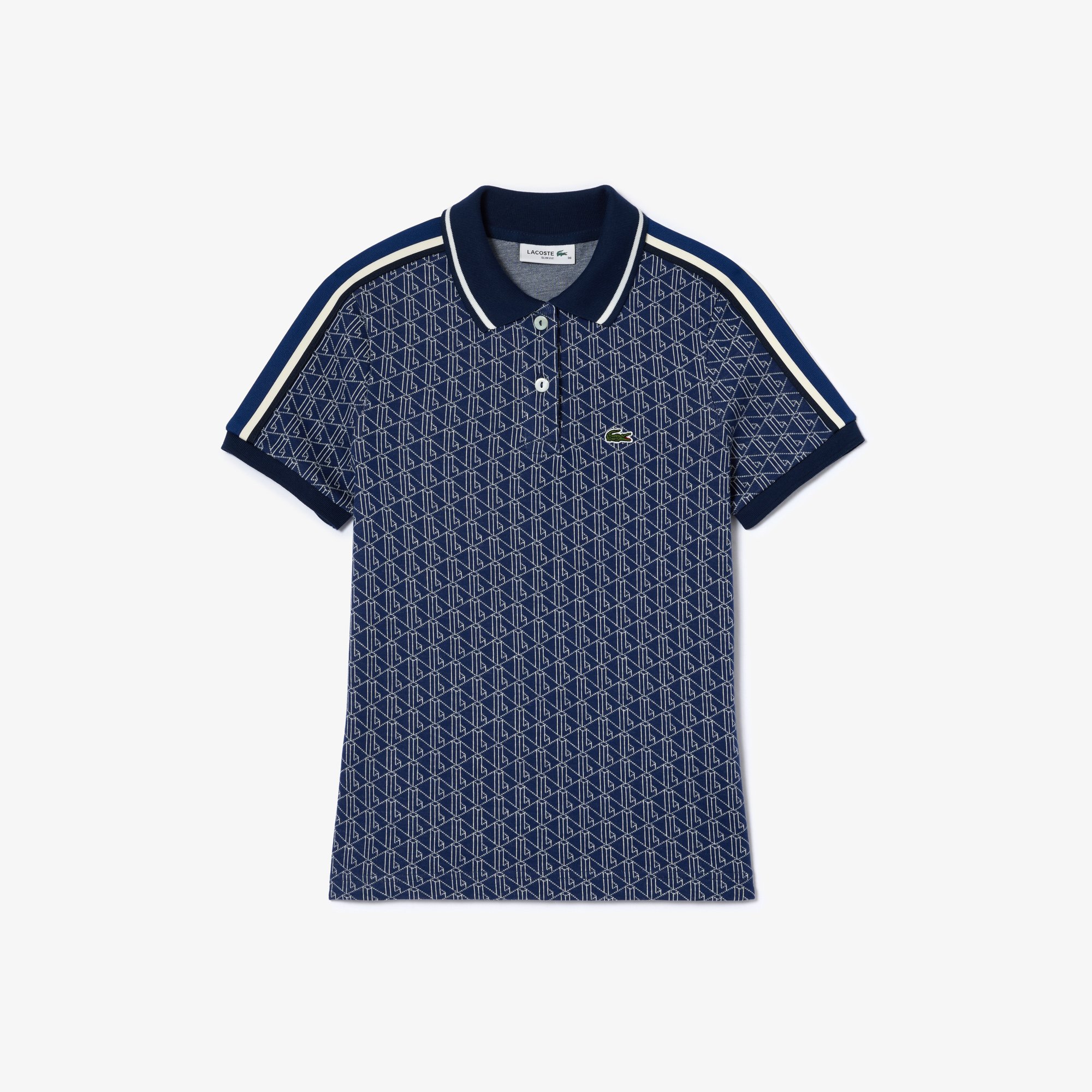 Áo Polo Lacoste Nữ Ôm Dáng Chất Liệu Jacquard Họa Tiết Monogram