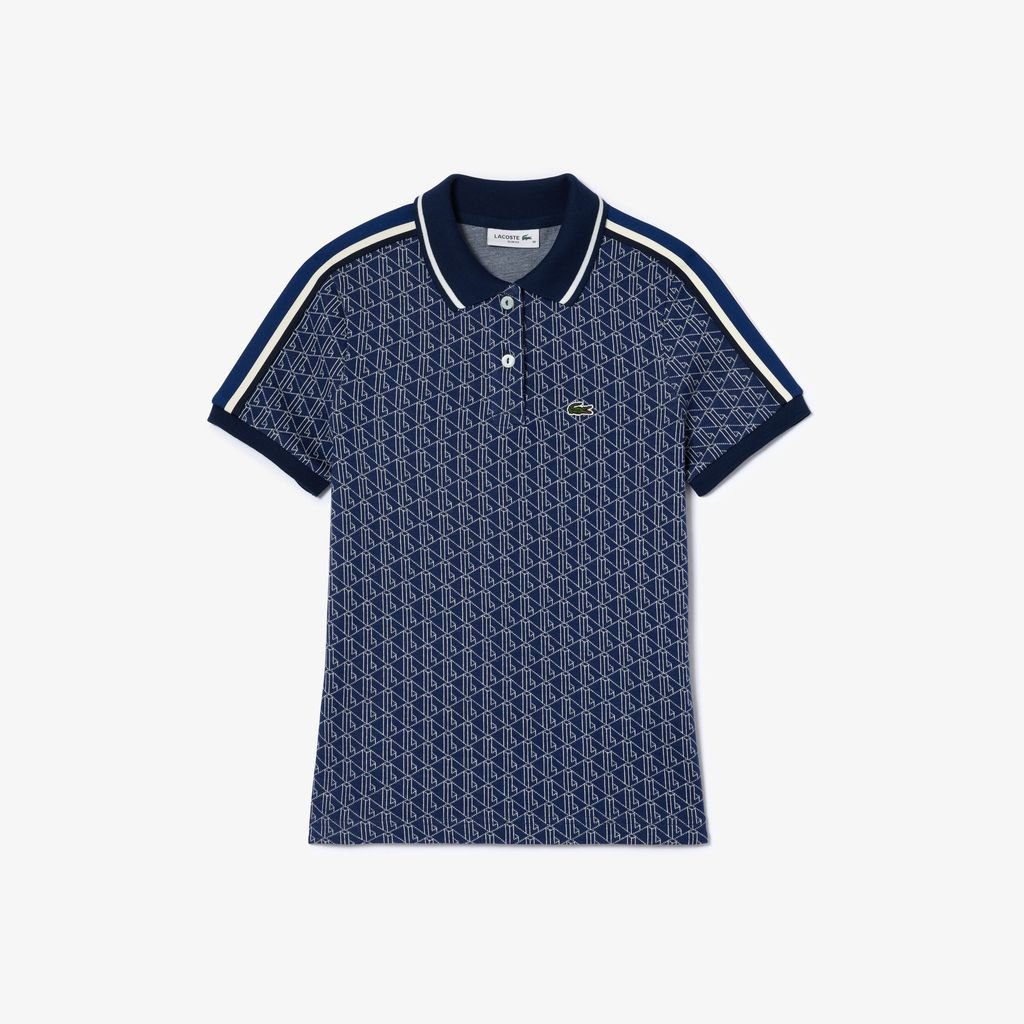Áo Polo Lacoste Nữ Ôm Dáng Chất Liệu Jacquard Họa Tiết Monogram