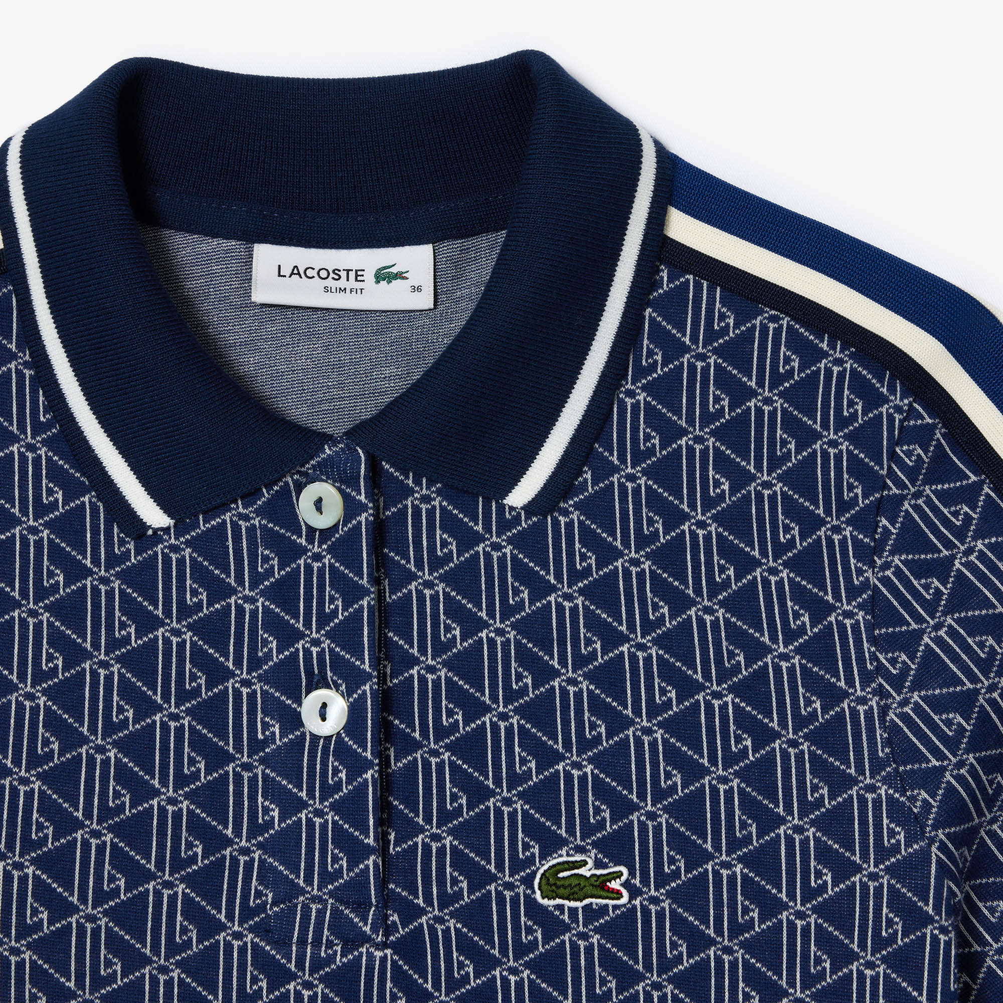 Áo Polo Lacoste Nữ Ôm Dáng Chất Liệu Jacquard Họa Tiết Monogram