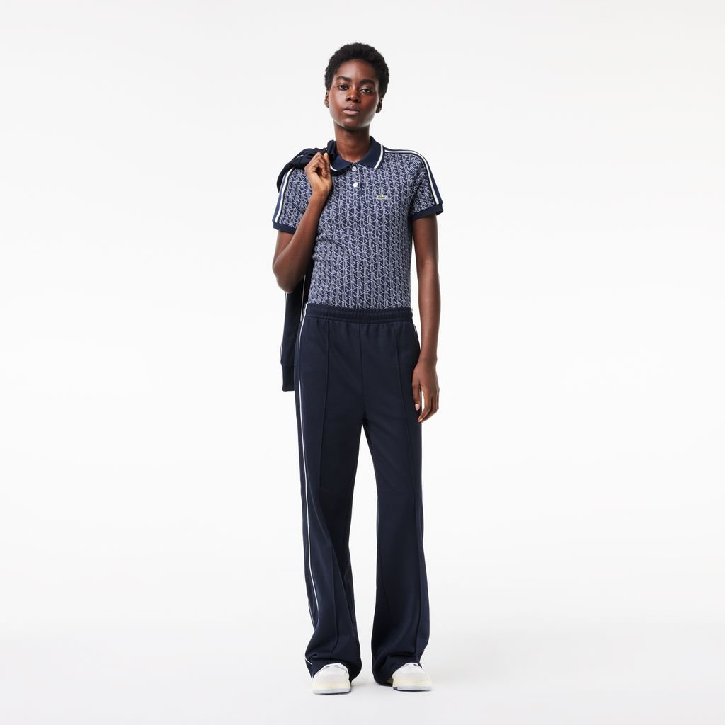 Áo Polo Lacoste Nữ Ôm Dáng Chất Liệu Jacquard Họa Tiết Monogram