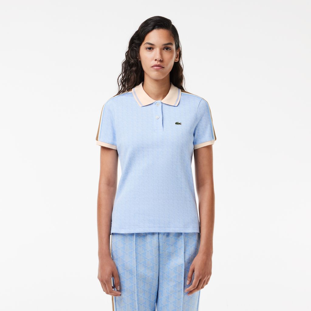 Áo Polo Lacoste Nữ Ôm Dáng Chất Liệu Jacquard Họa Tiết Monogram