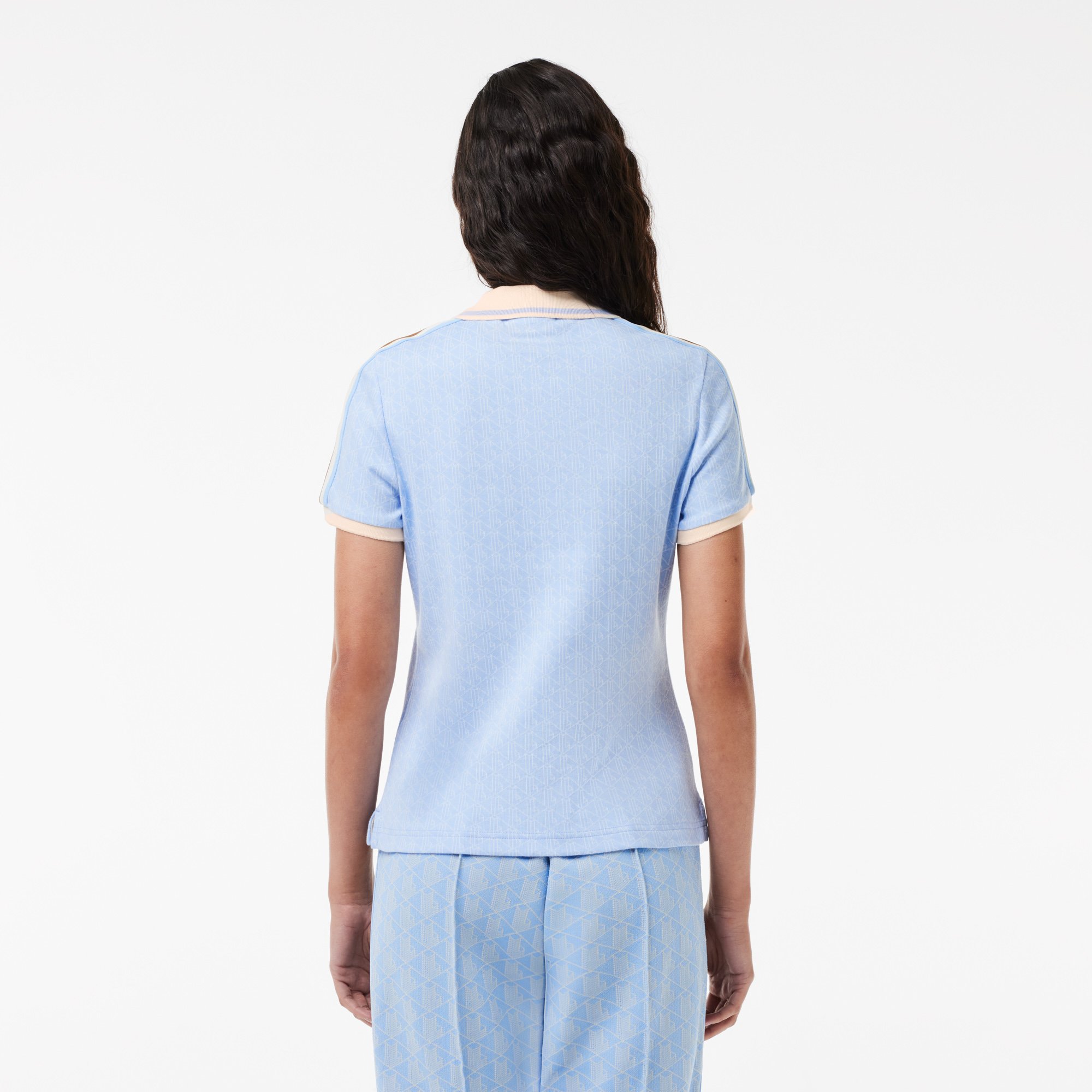 Áo Polo Lacoste Nữ Ôm Dáng Chất Liệu Jacquard Họa Tiết Monogram