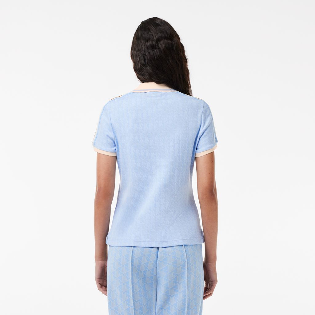 Áo Polo Lacoste Nữ Ôm Dáng Chất Liệu Jacquard Họa Tiết Monogram