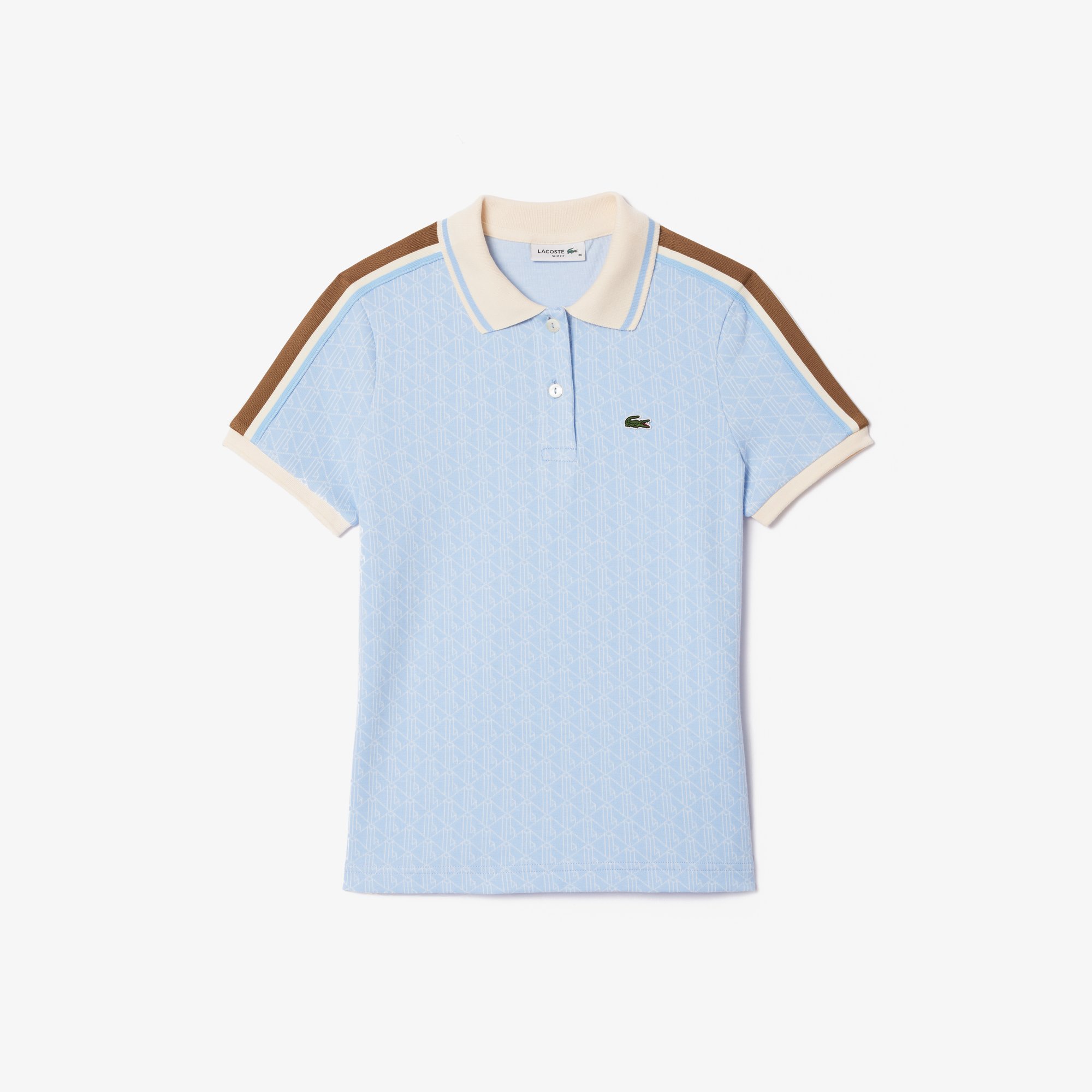 Áo Polo Lacoste Nữ Ôm Dáng Chất Liệu Jacquard Họa Tiết Monogram