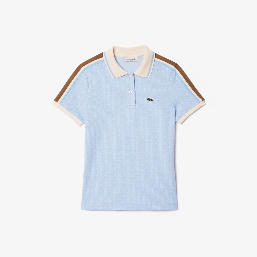 Áo Polo Lacoste Nữ Ôm Dáng Chất Liệu Jacquard Họa Tiết Monogram