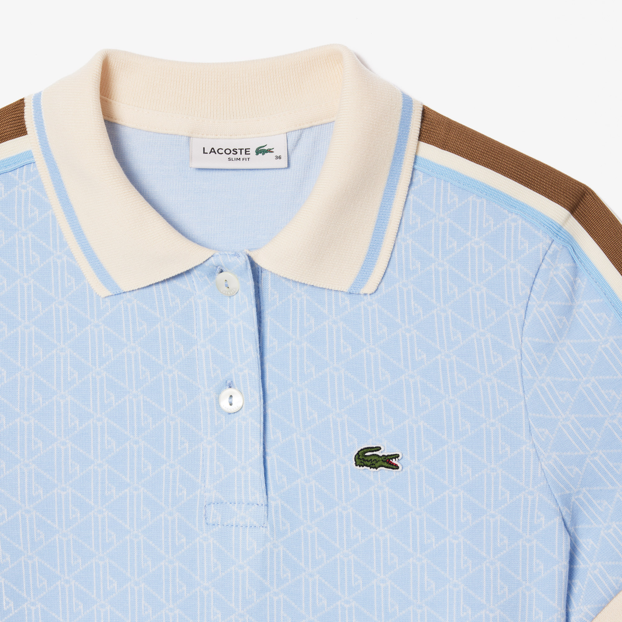 Áo Polo Lacoste Nữ Ôm Dáng Chất Liệu Jacquard Họa Tiết Monogram