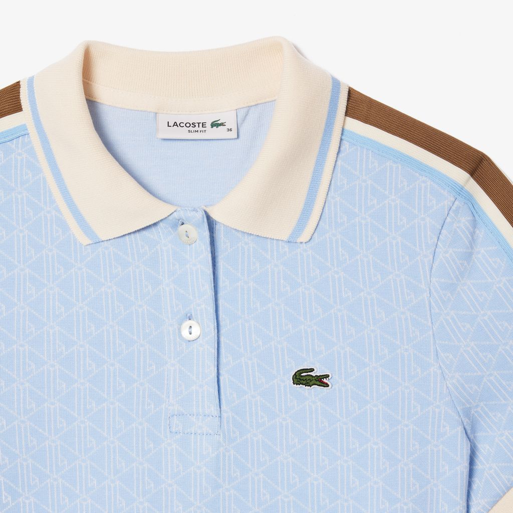 Áo Polo Lacoste Nữ Ôm Dáng Chất Liệu Jacquard Họa Tiết Monogram