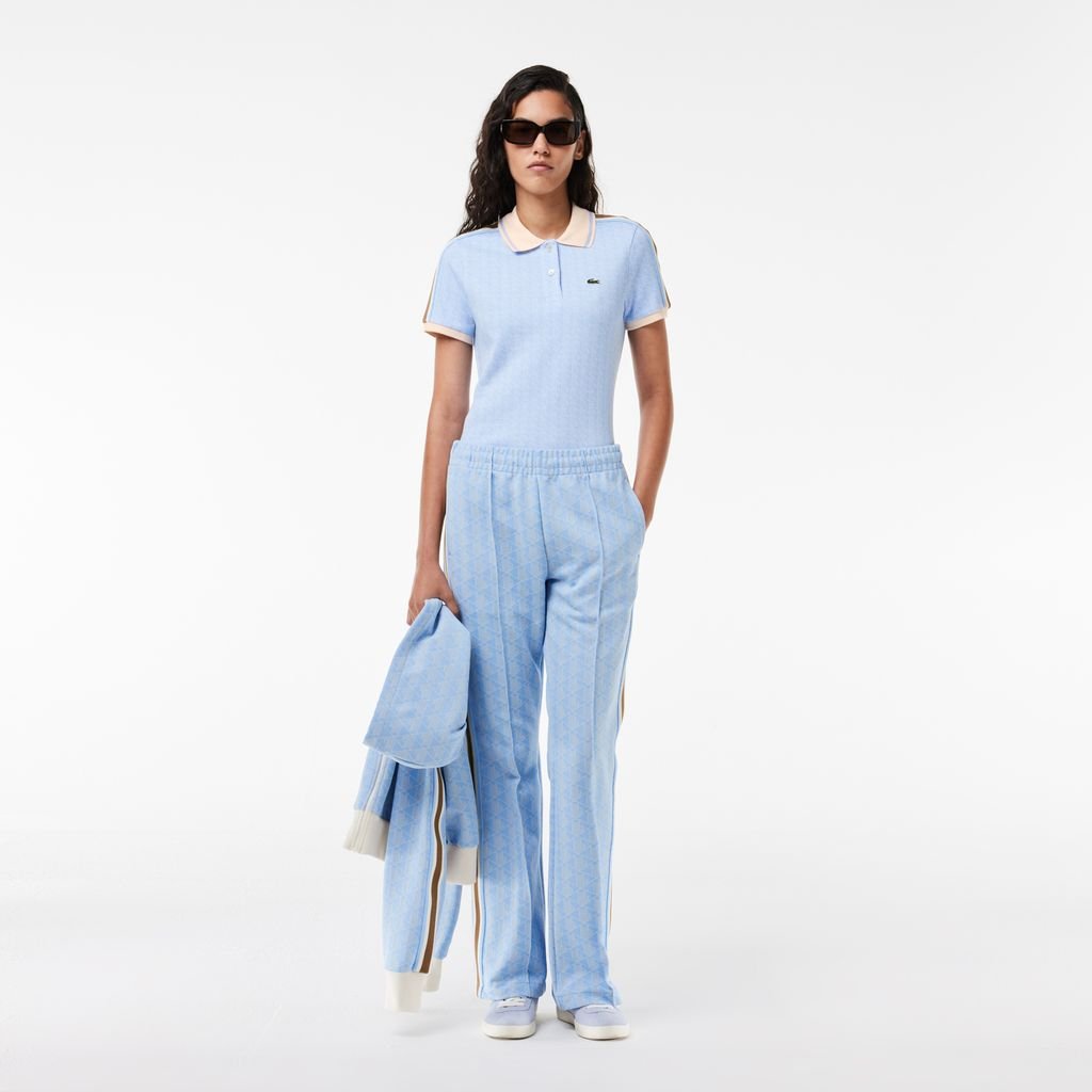 Áo Polo Lacoste Nữ Ôm Dáng Chất Liệu Jacquard Họa Tiết Monogram