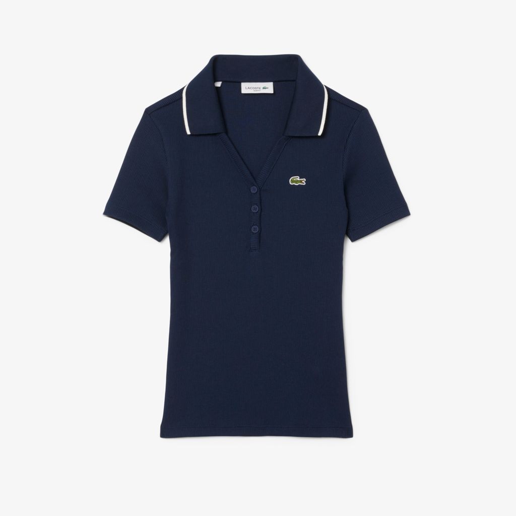 Áo Polo Lacoste Nữ L.12.D Ôm Dáng Cổ Áo Phối Màu