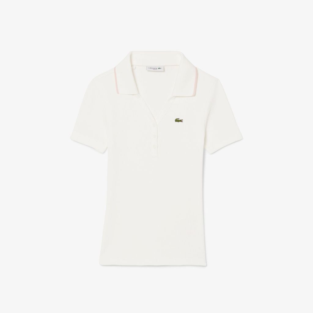 Áo Polo Lacoste Nữ L.12.D Ôm Dáng Cổ Áo Phối Màu
