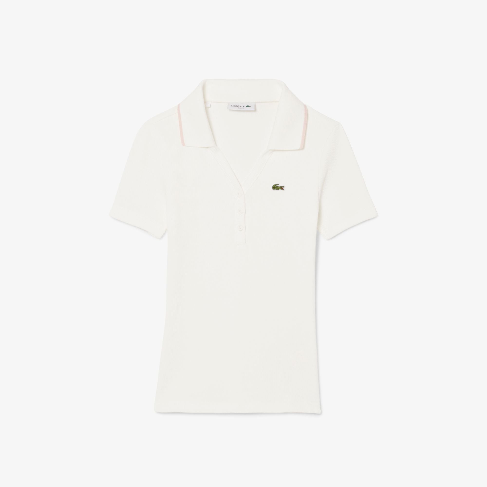 Áo Polo Lacoste Nữ L.12.D Ôm Dáng Cổ Áo Phối Màu