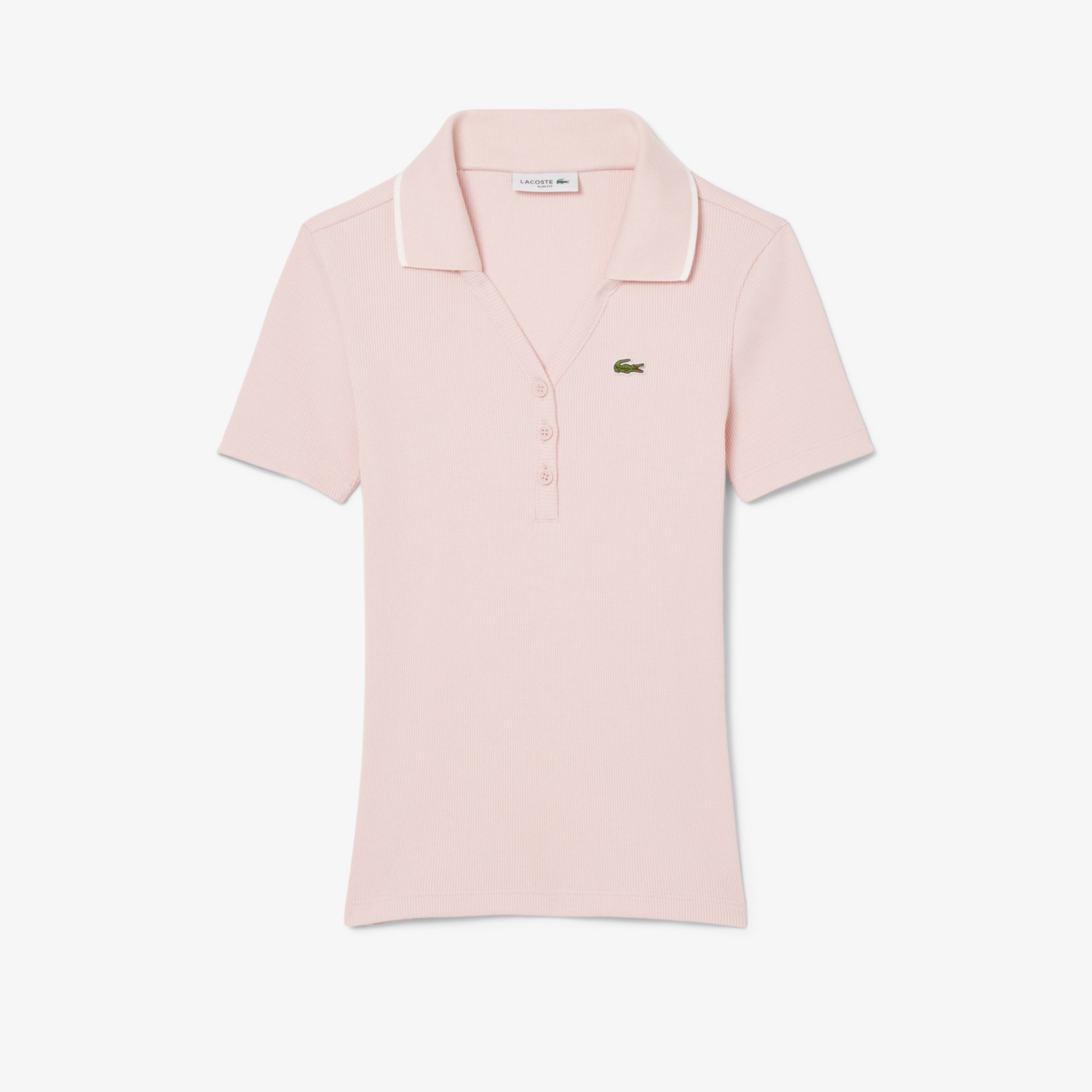 Áo Polo Lacoste Nữ L.12.D Ôm Dáng Cổ Áo Phối Màu