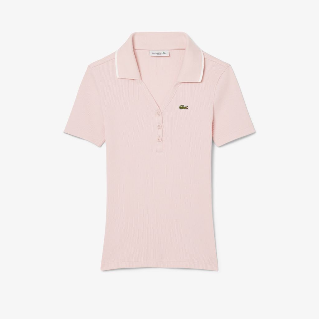 Áo Polo Lacoste Nữ L.12.D Ôm Dáng Cổ Áo Phối Màu