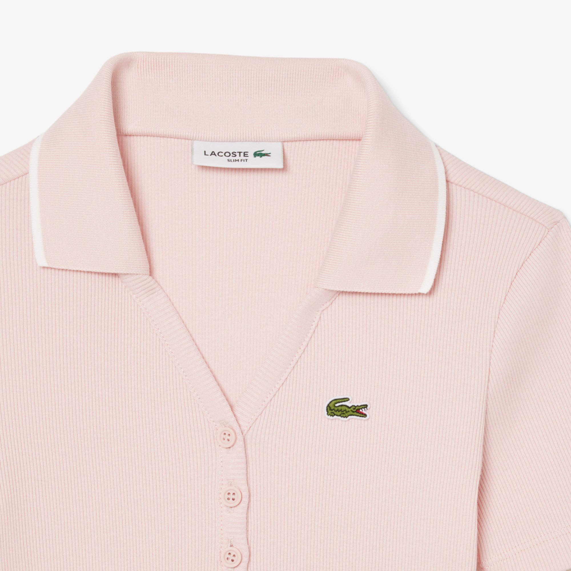 Áo Polo Lacoste Nữ L.12.D Ôm Dáng Cổ Áo Phối Màu