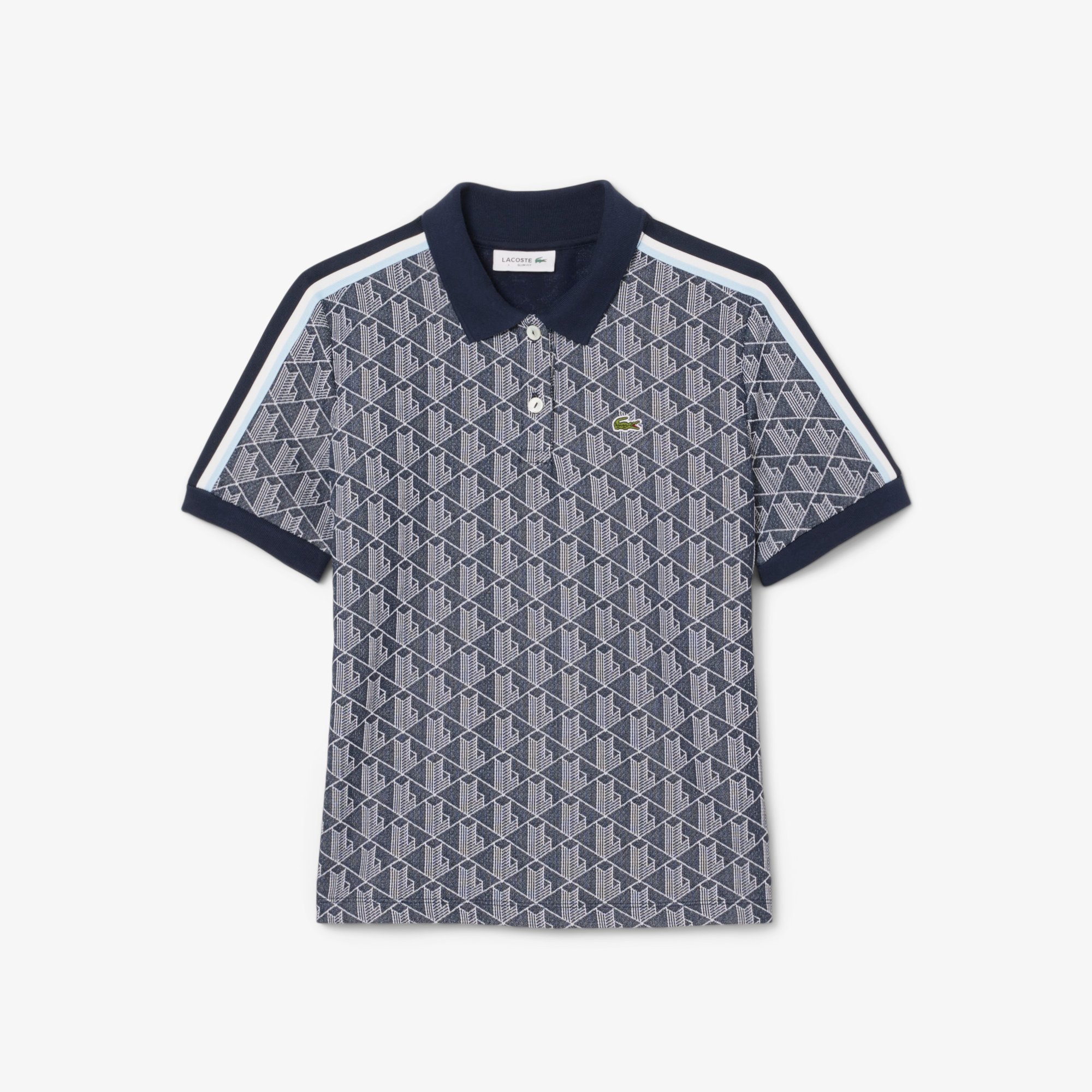 Áo Polo Lacoste Nữ Ôm Dáng Họa Tiết Monogram Chất Vải Jacquard