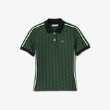 Áo Polo Lacoste Nữ Ôm Dáng Họa Tiết Monogram Chất Vải Jacquard