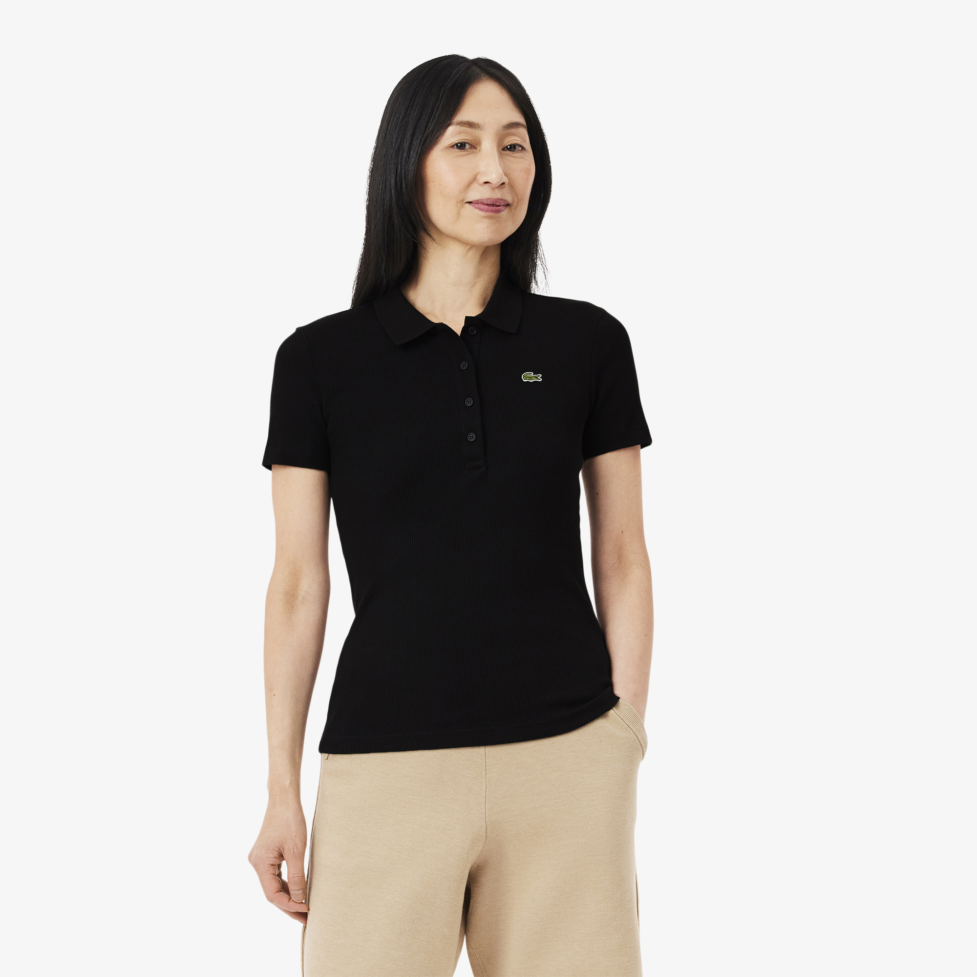 Áo Polo Lacoste Nữ L.12.D Ôm Dáng Chất Liệu Cotton Gân