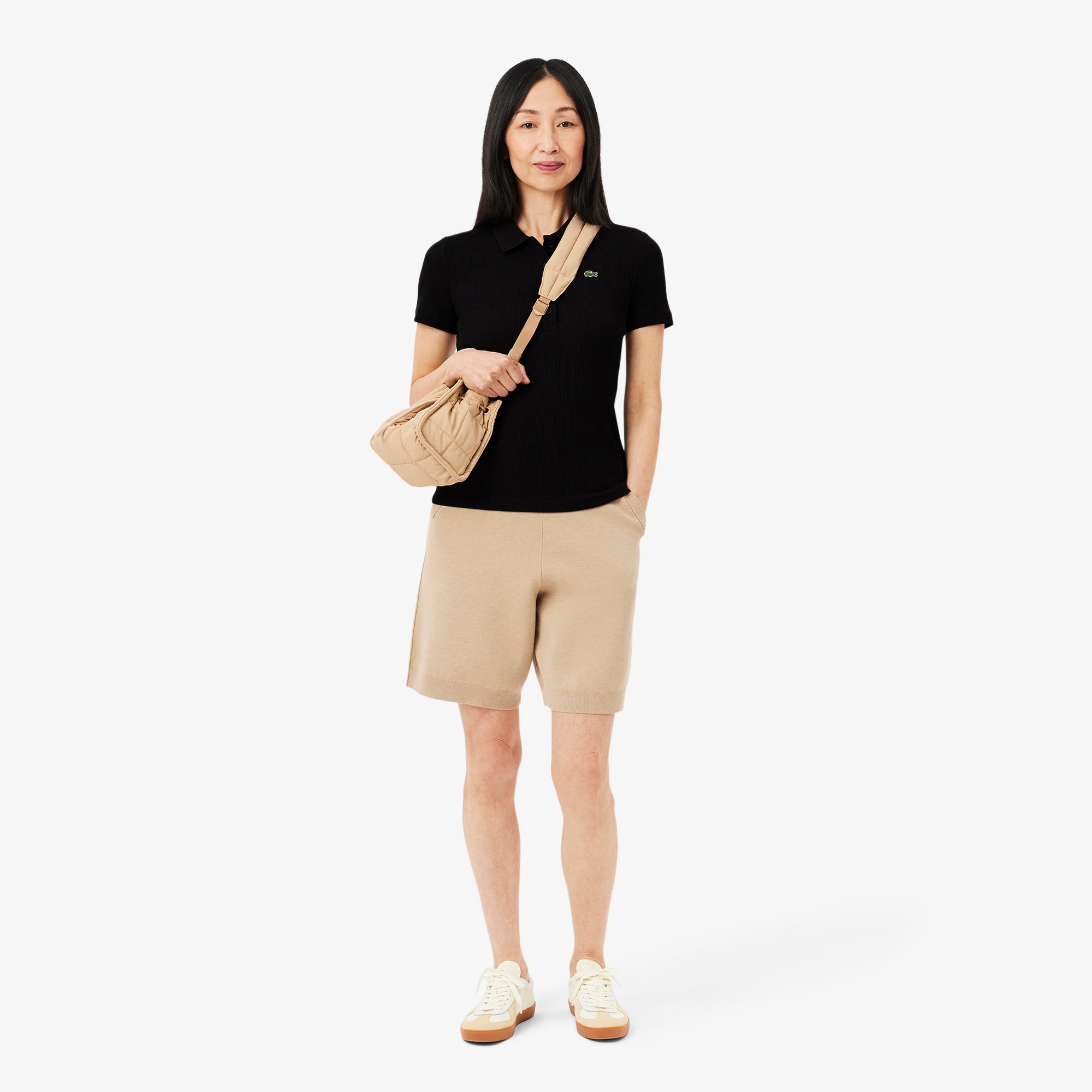 Áo Polo Lacoste Nữ L.12.D Ôm Dáng Chất Liệu Cotton Gân