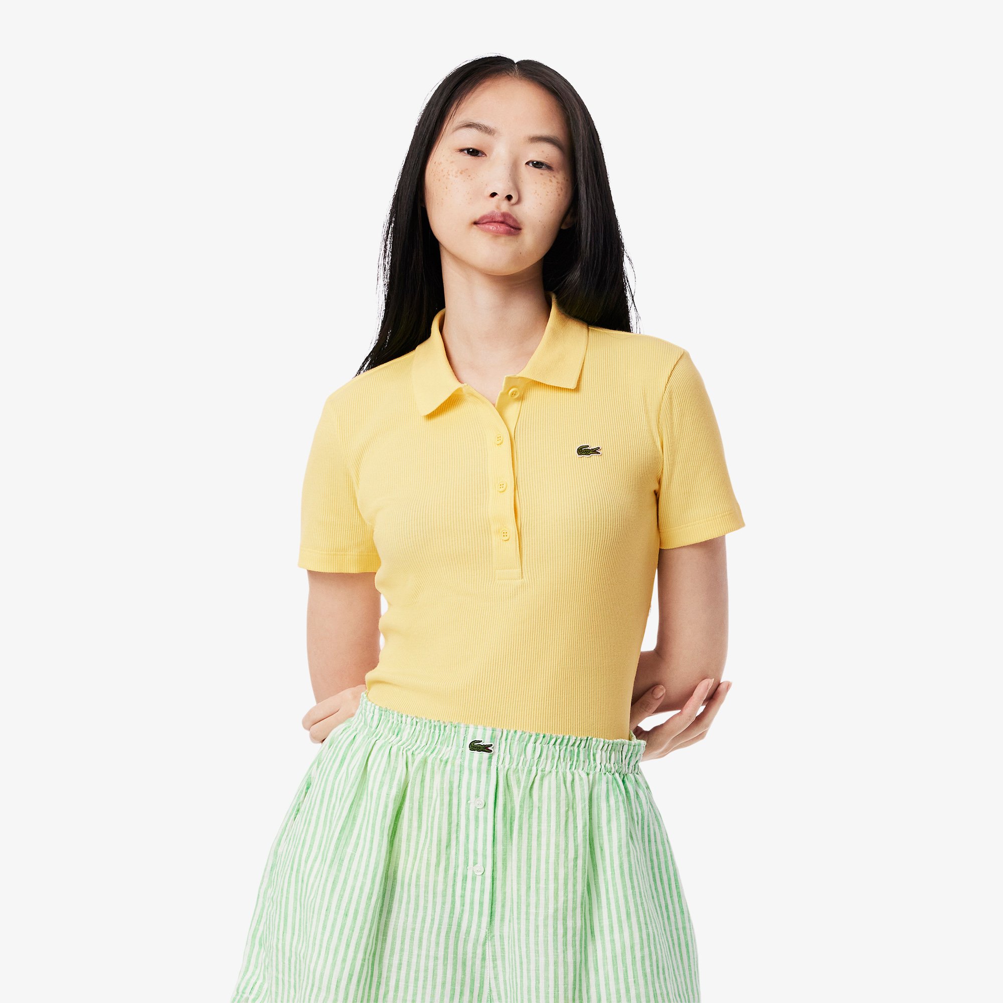 Áo Polo Lacoste Nữ L.12.D Ôm Dáng Chất Liệu Cotton Gân