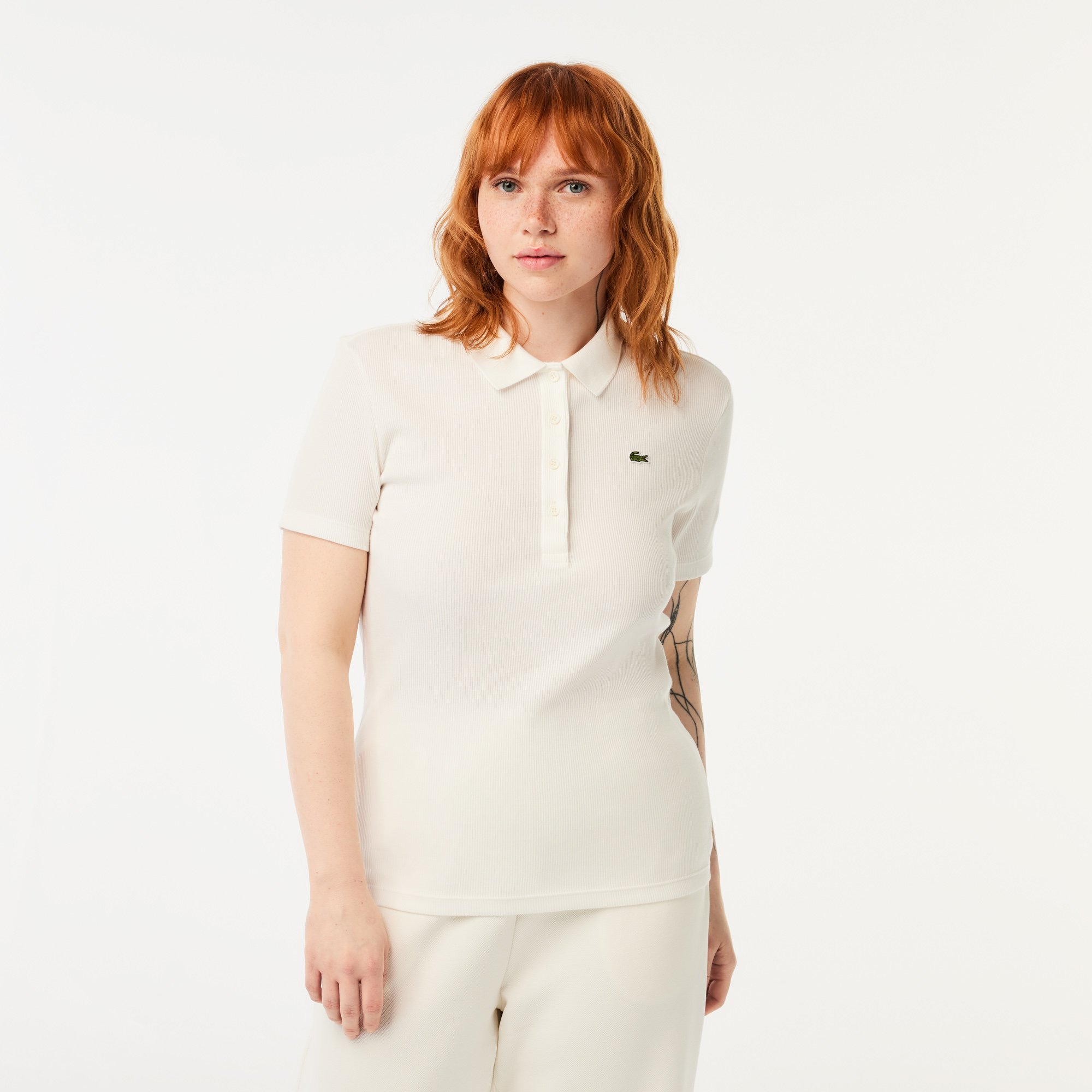 Áo Polo Lacoste Nữ L.12.D Ôm Dáng Chất Liệu Cotton Gân