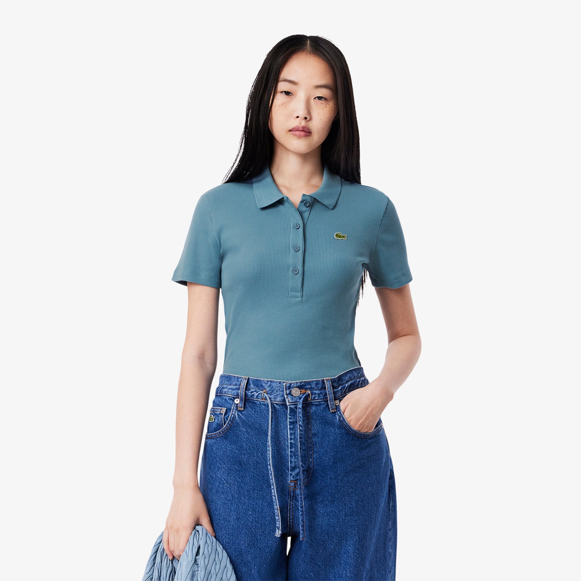 Áo Polo Lacoste Nữ L.12.D Ôm Dáng Chất Liệu Cotton Gân