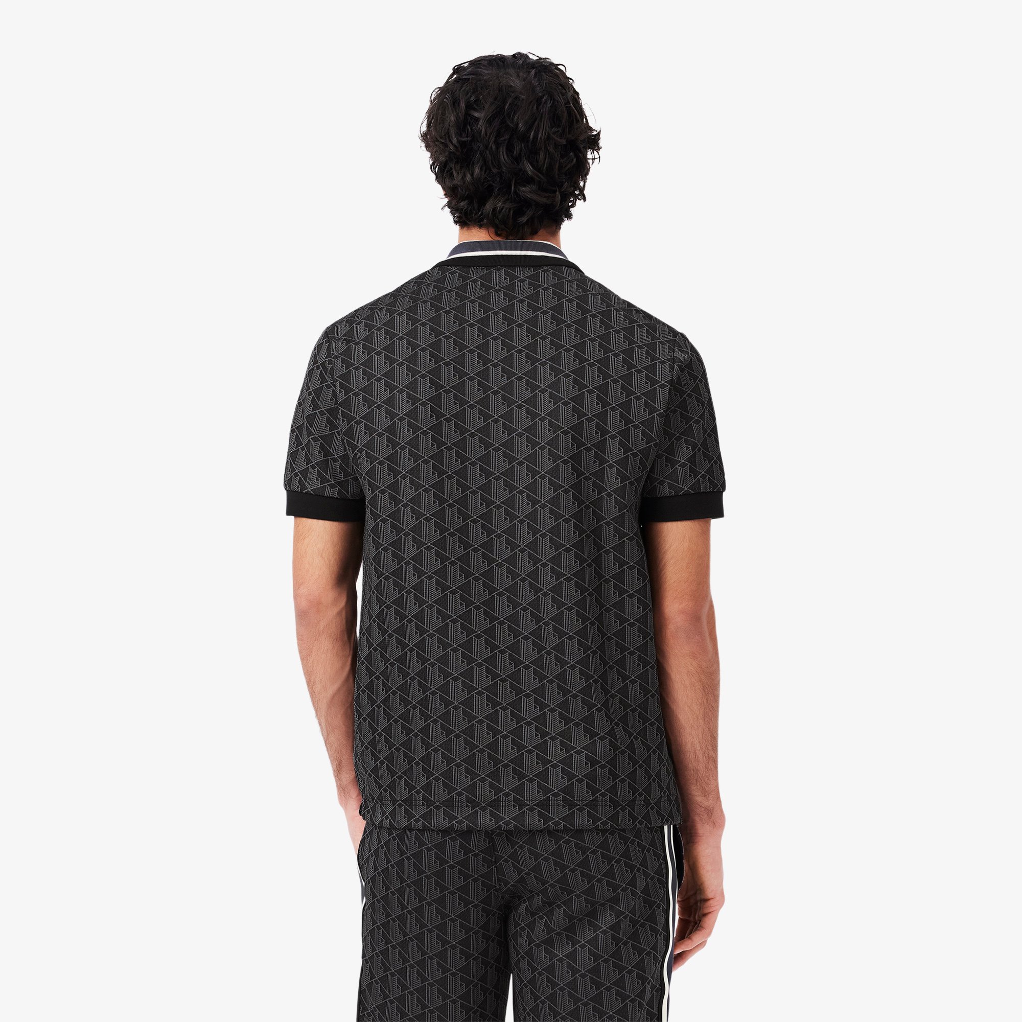 Áo Polo Lacoste Nam Dáng Cổ Điển Có Cổ Tương Phản Hoạ Tiết Monogram Chất Liệu Jacquard