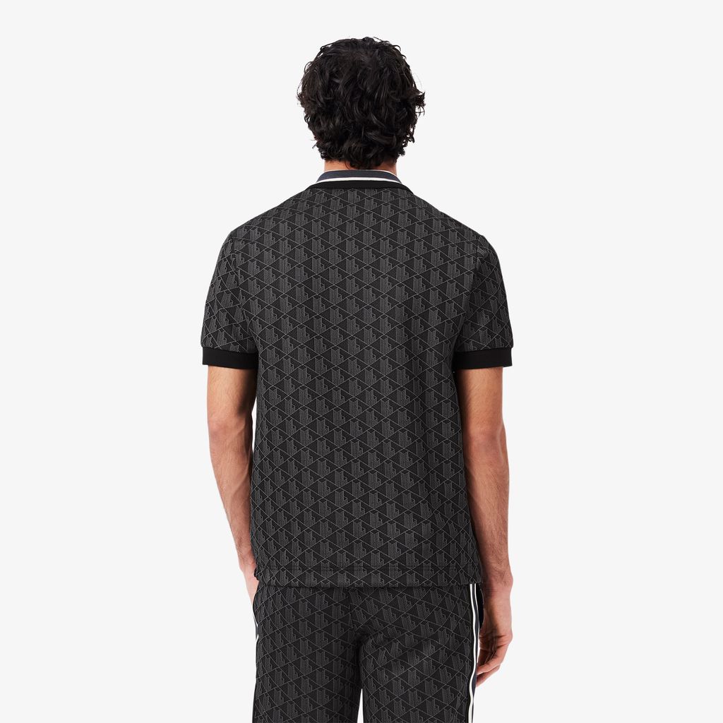 Áo Polo Lacoste Nam Dáng Cổ Điển Có Cổ Tương Phản Hoạ Tiết Monogram Chất Liệu Jacquard