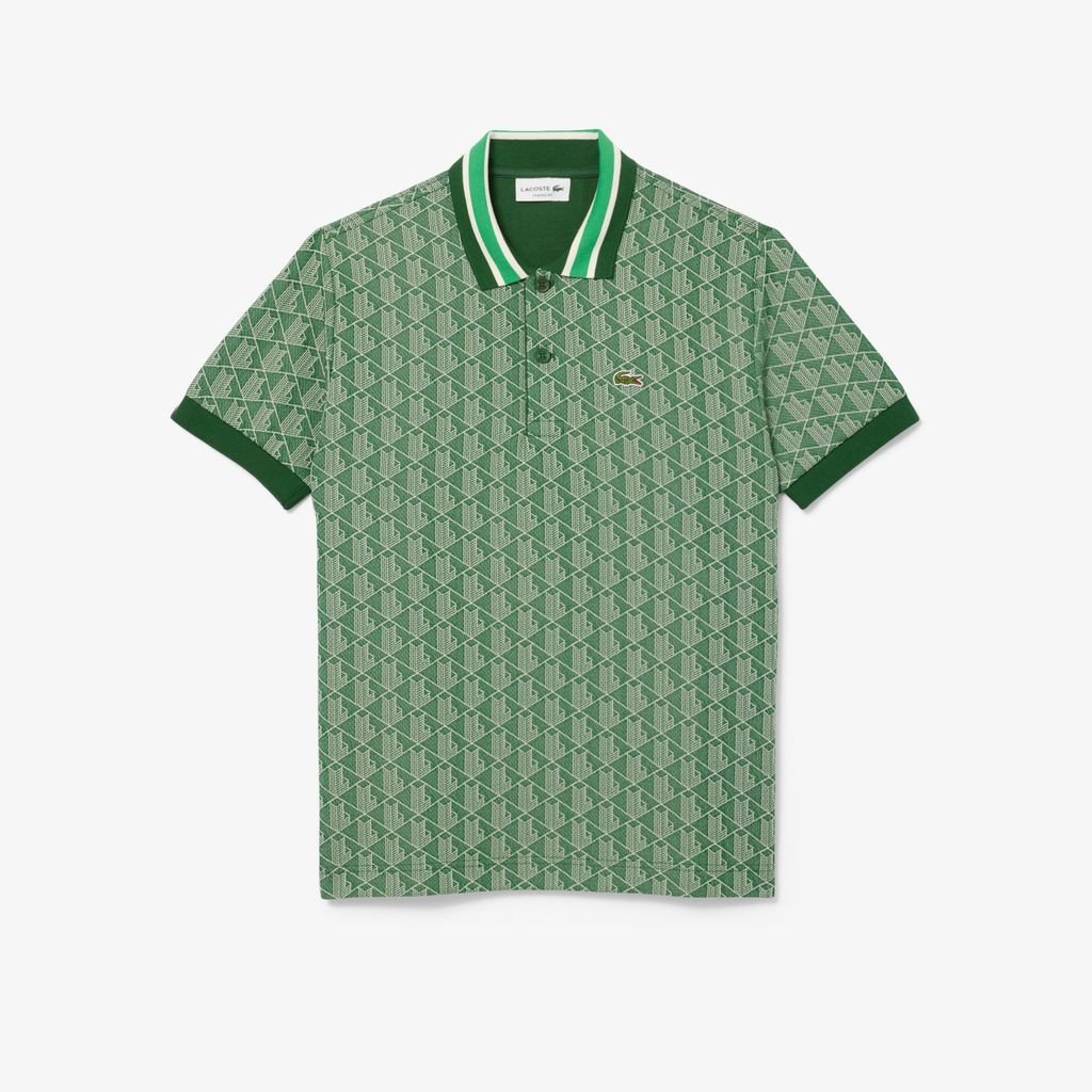 Áo Polo Lacoste Nam Dáng Cổ Điển Có Cổ Tương Phản Hoạ Tiết Monogram Chất Liệu Jacquard