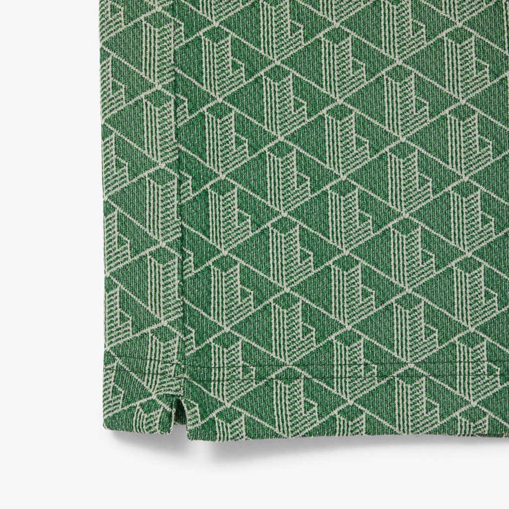 Áo Polo Lacoste Nam Dáng Cổ Điển Có Cổ Tương Phản Hoạ Tiết Monogram Chất Liệu Jacquard