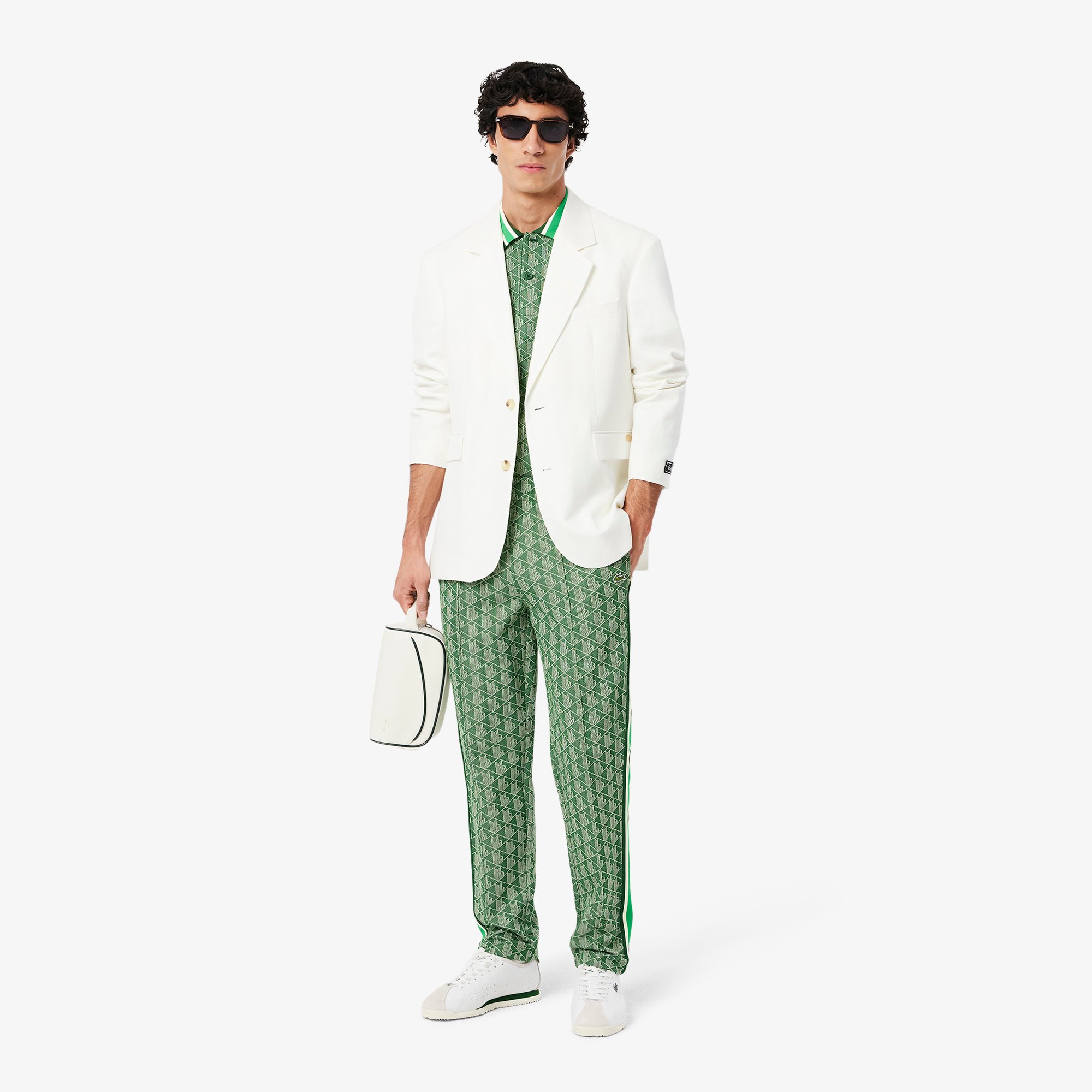 Áo Polo Lacoste Nam Dáng Cổ Điển Có Cổ Tương Phản Hoạ Tiết Monogram Chất Liệu Jacquard