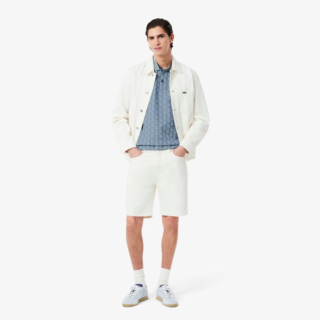 Áo Polo Lacoste Nam Dáng Cổ Điển Có Cổ Tương Phản Hoạ Tiết Monogram Chất Liệu Jacquard