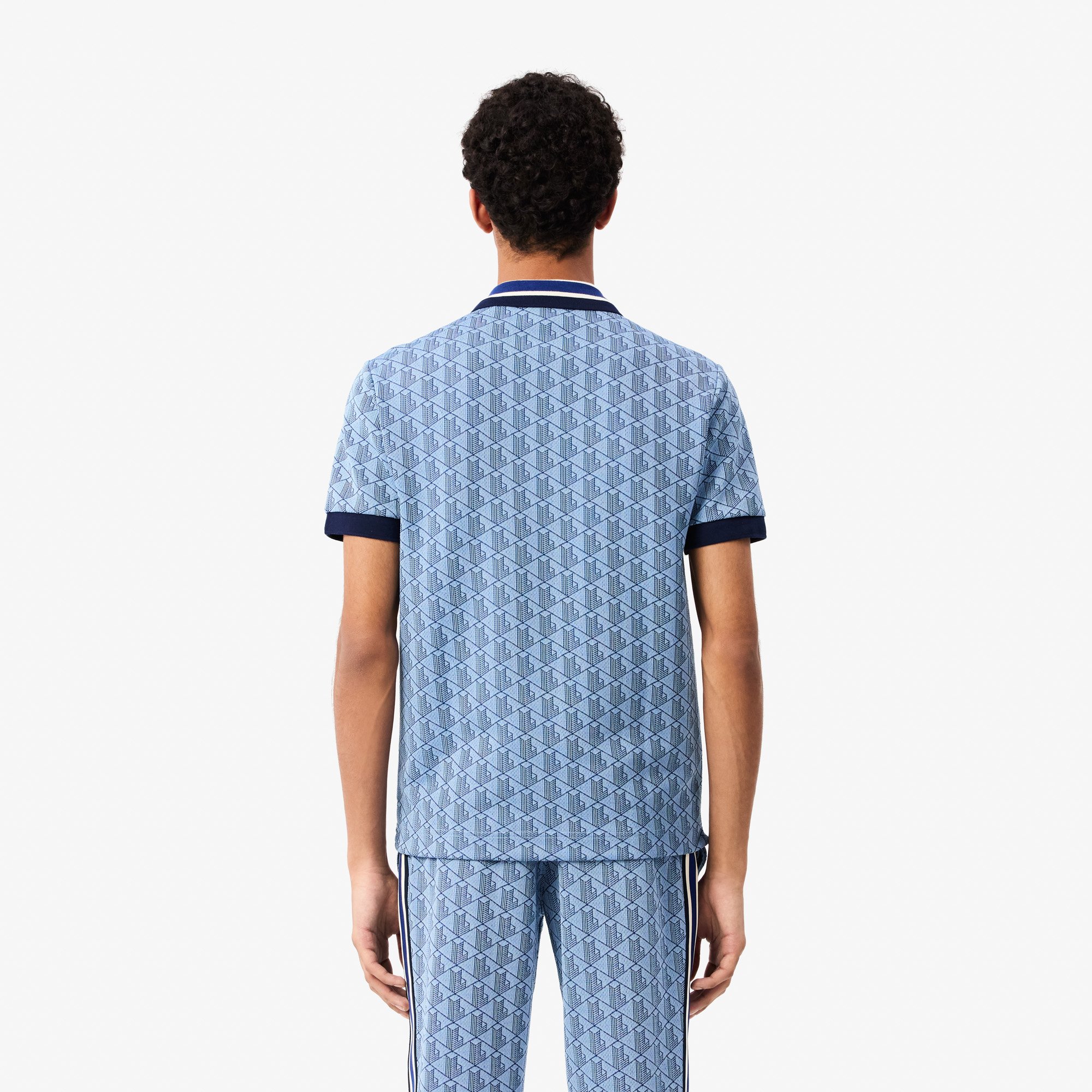 Áo Polo Lacoste Nam Dáng Cổ Điển Có Cổ Tương Phản Hoạ Tiết Monogram Chất Liệu Jacquard