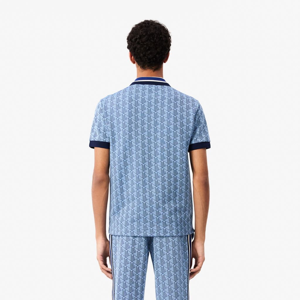 Áo Polo Lacoste Nam Dáng Cổ Điển Có Cổ Tương Phản Hoạ Tiết Monogram Chất Liệu Jacquard