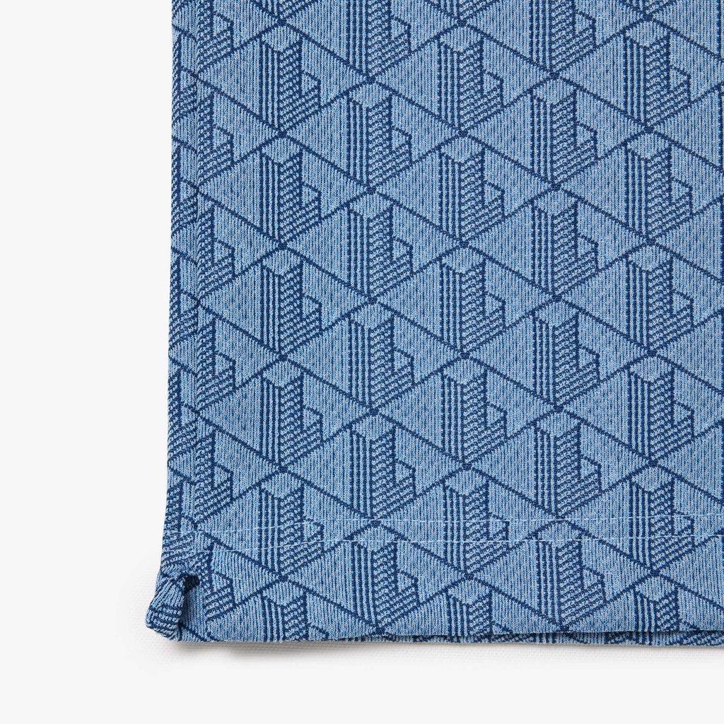 Áo Polo Lacoste Nam Dáng Cổ Điển Có Cổ Tương Phản Hoạ Tiết Monogram Chất Liệu Jacquard