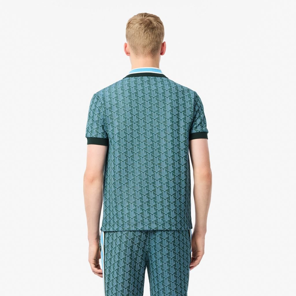 Áo Polo Lacoste Nam Dáng Cổ Điển Có Cổ Tương Phản Hoạ Tiết Monogram Chất Liệu Jacquard