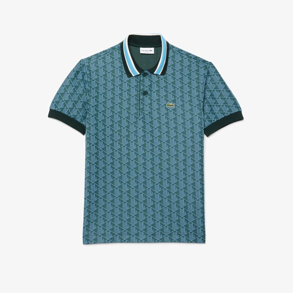 Áo Polo Lacoste Nam Dáng Cổ Điển Có Cổ Tương Phản Hoạ Tiết Monogram Chất Liệu Jacquard