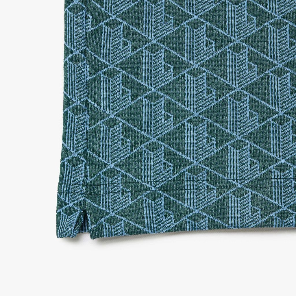 Áo Polo Lacoste Nam Dáng Cổ Điển Có Cổ Tương Phản Hoạ Tiết Monogram Chất Liệu Jacquard