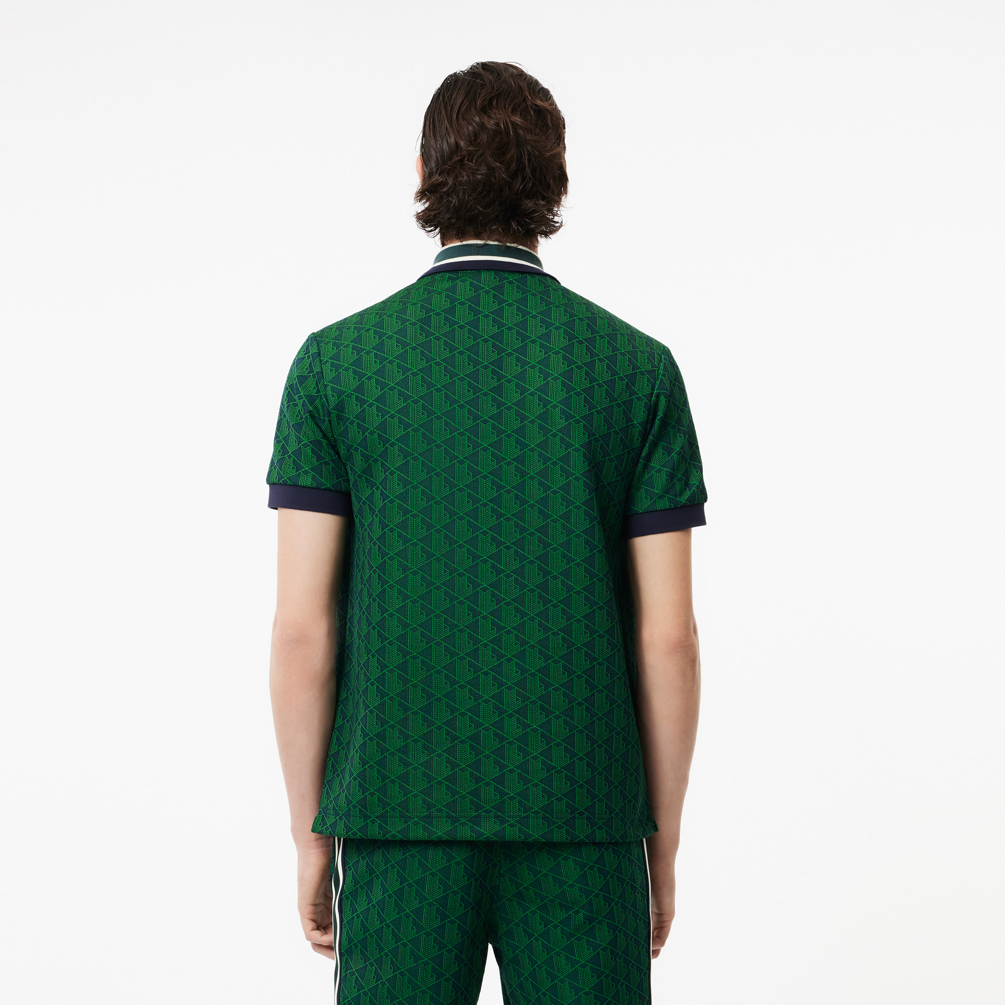 Áo Polo Lacoste Nam Dáng Cổ Điển Có Cổ Tương Phản Hoạ Tiết Monogram Chất Liệu Jacquard