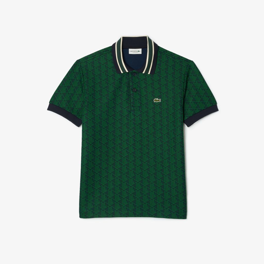 Áo Polo Lacoste Nam Dáng Cổ Điển Có Cổ Tương Phản Hoạ Tiết Monogram Chất Liệu Jacquard