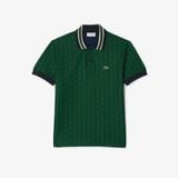 Áo Polo Lacoste Nam Dáng Cổ Điển Có Cổ Tương Phản Hoạ Tiết Monogram Chất Liệu Jacquard