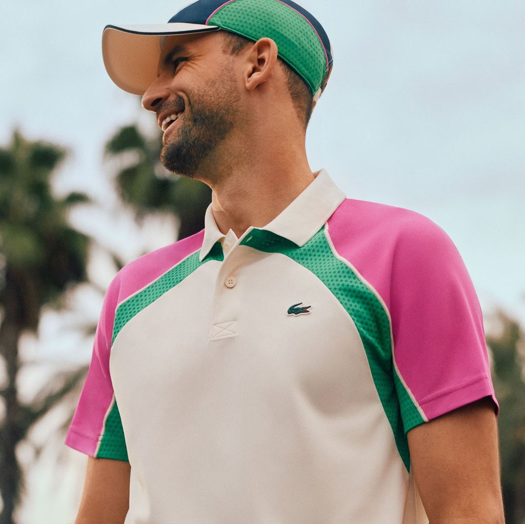 Áo Polo Tennis Lacoste Nam Công Nghệ Ultra Dry Họa Tiết Phối Màu