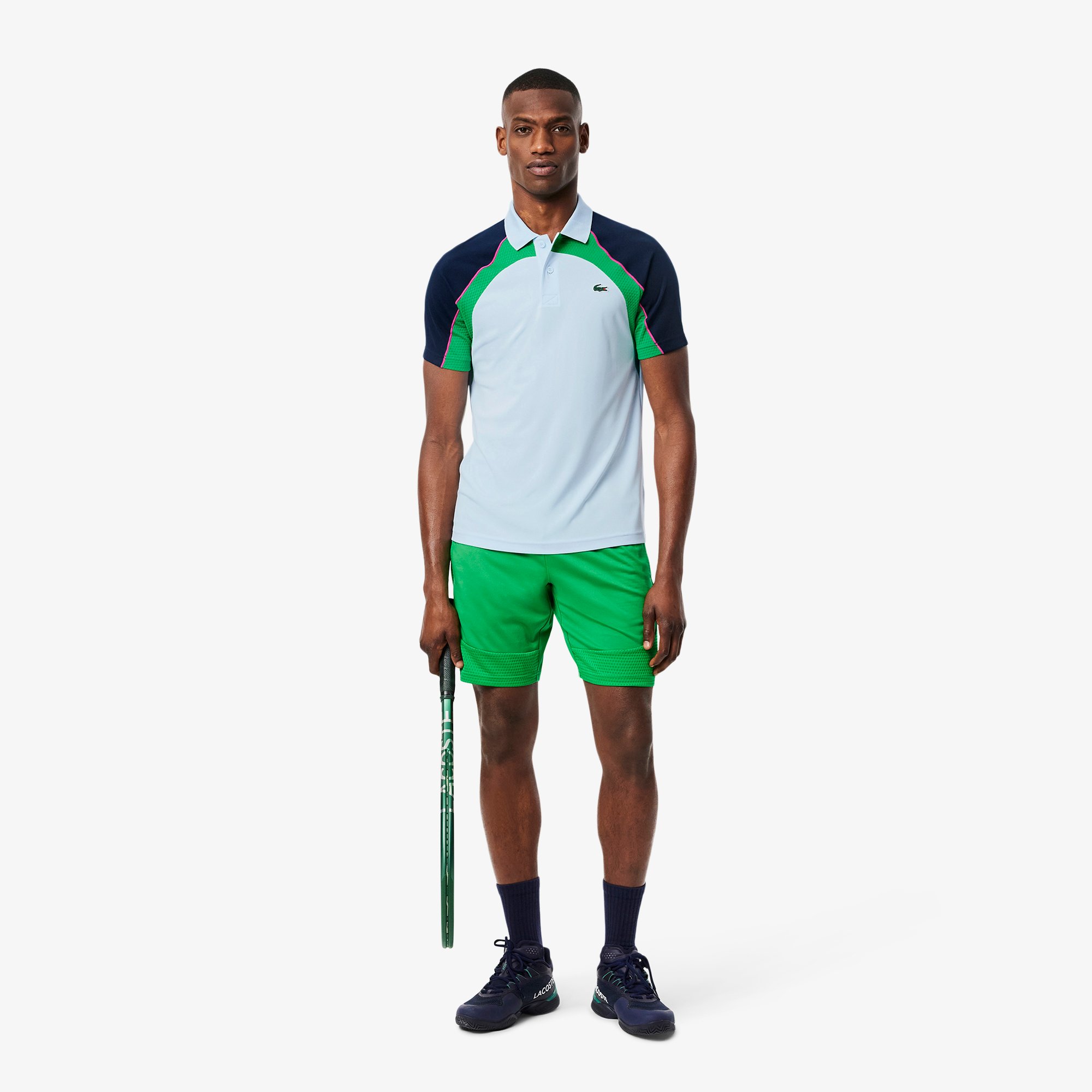 Áo Polo Tennis Lacoste Nam Công Nghệ Ultra Dry Họa Tiết Phối Màu