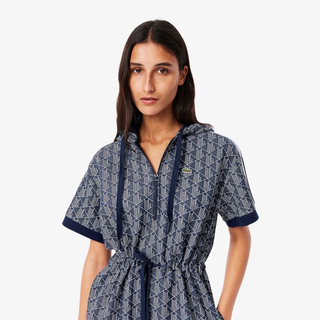 Đầm Hoodie Lacoste Nữ Chất Liệu Jacquard Họa Tiết Monogram