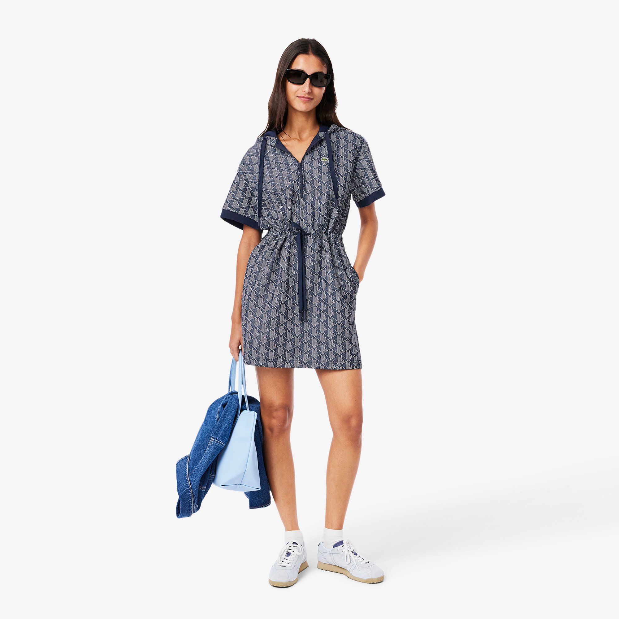 Đầm Hoodie Lacoste Nữ Chất Liệu Jacquard Họa Tiết Monogram