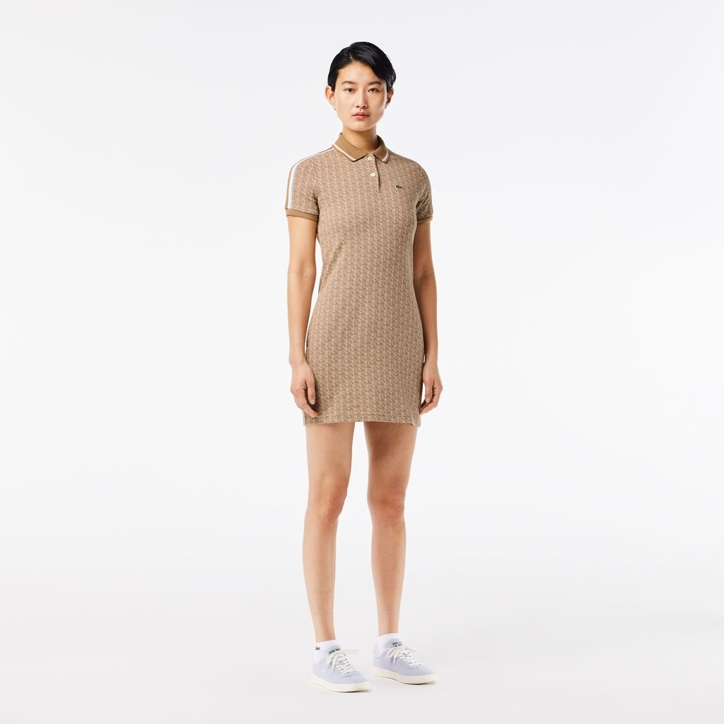 Đầm Lacoste Nữ Ôm Dáng Chất Liệu Jacquard Họa Tiết Monogram