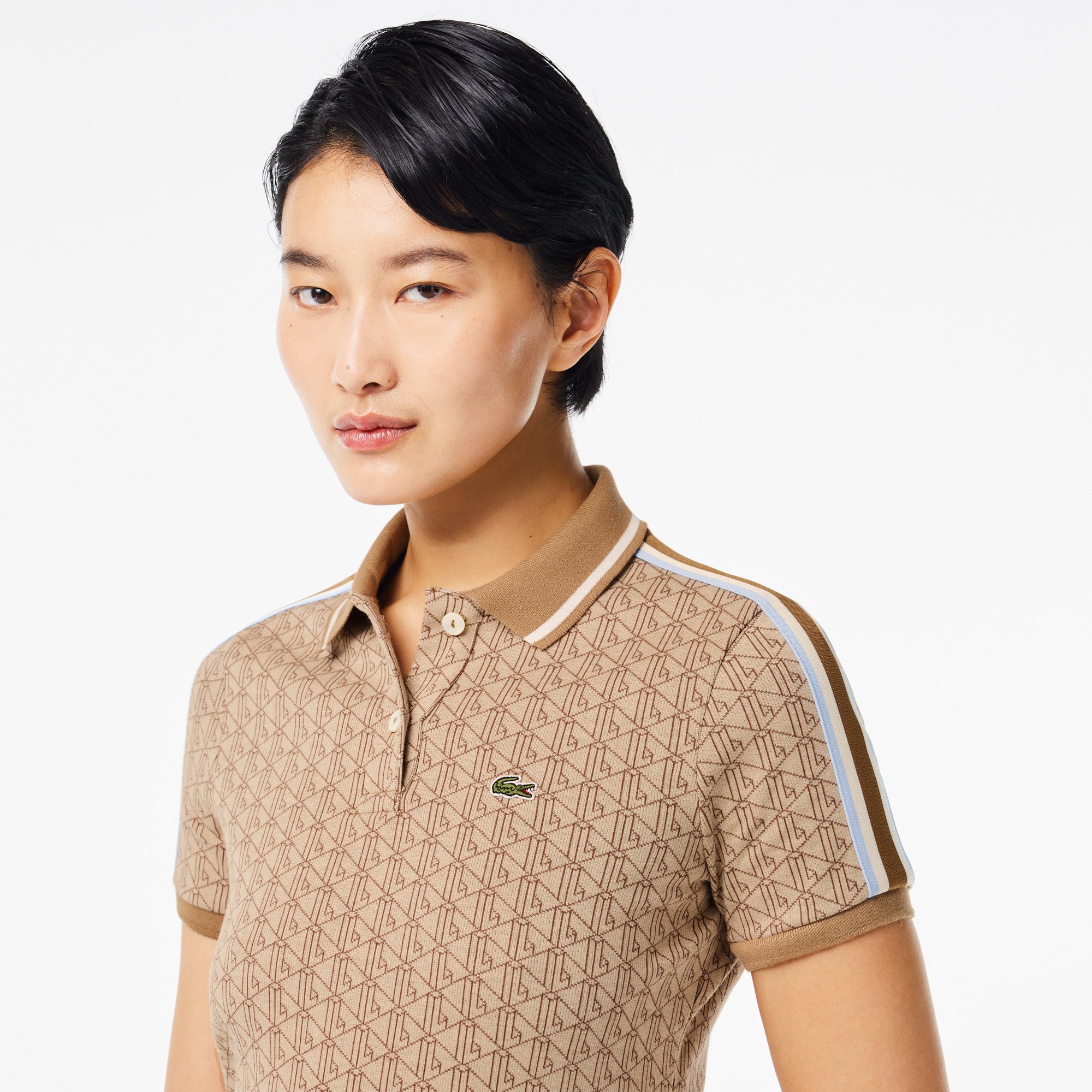 Đầm Lacoste Nữ Ôm Dáng Chất Liệu Jacquard Họa Tiết Monogram
