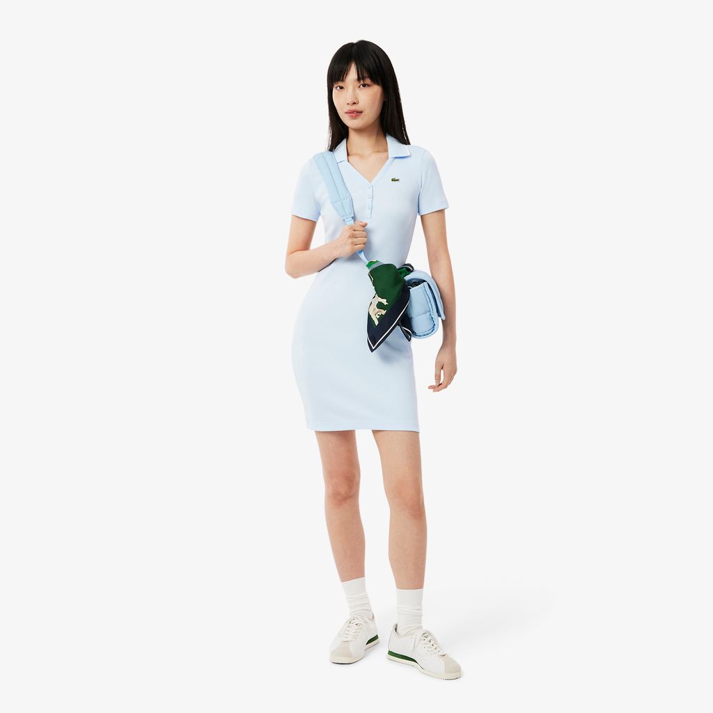 Đầm Polo Lacoste Nữ Cổ V Chất Liệu Cotton