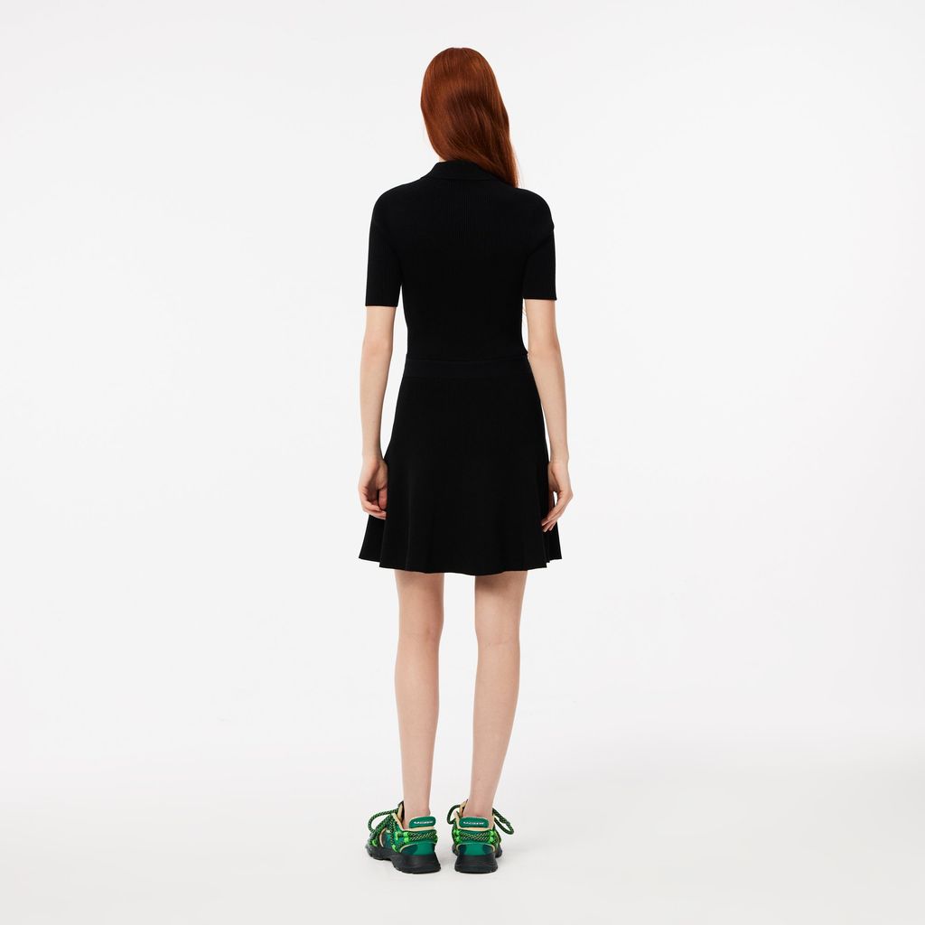 Đầm Polo Lacoste Nữ Dệt Kim Gân 3D Cổ Có Khóa Kéo