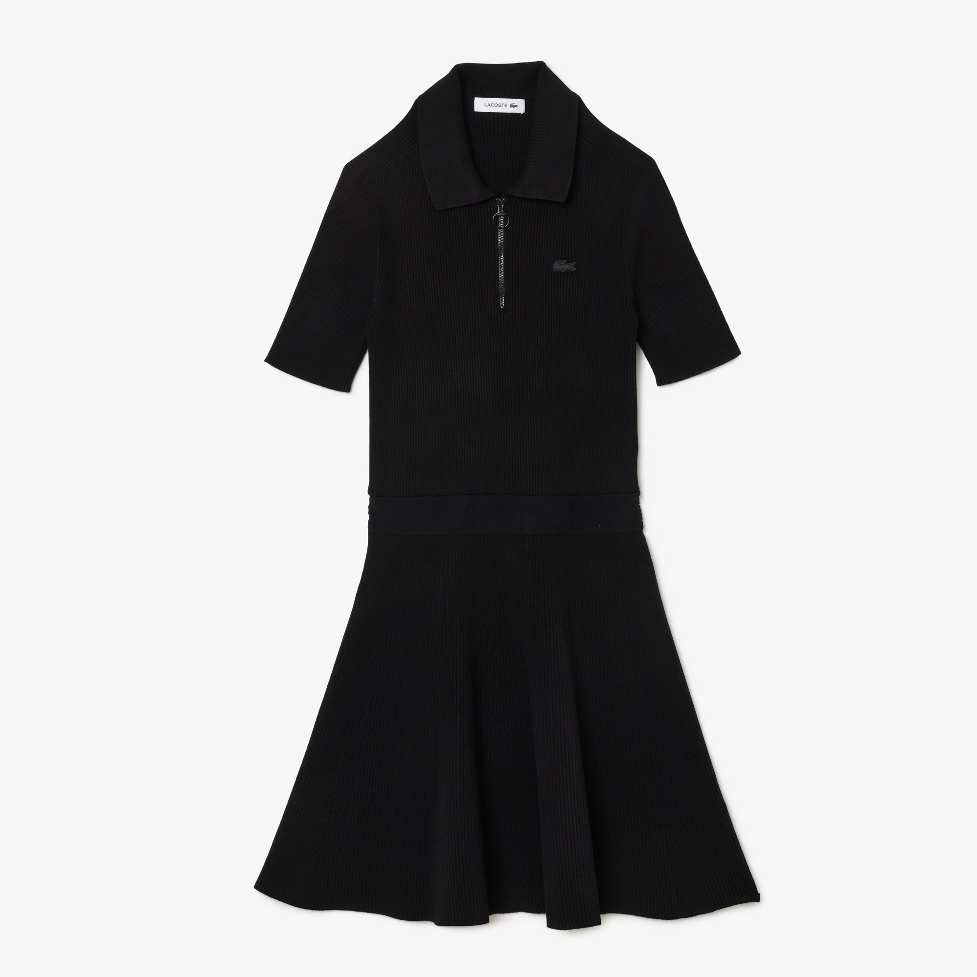 Đầm Polo Lacoste Nữ Dệt Kim Gân 3D Cổ Có Khóa Kéo