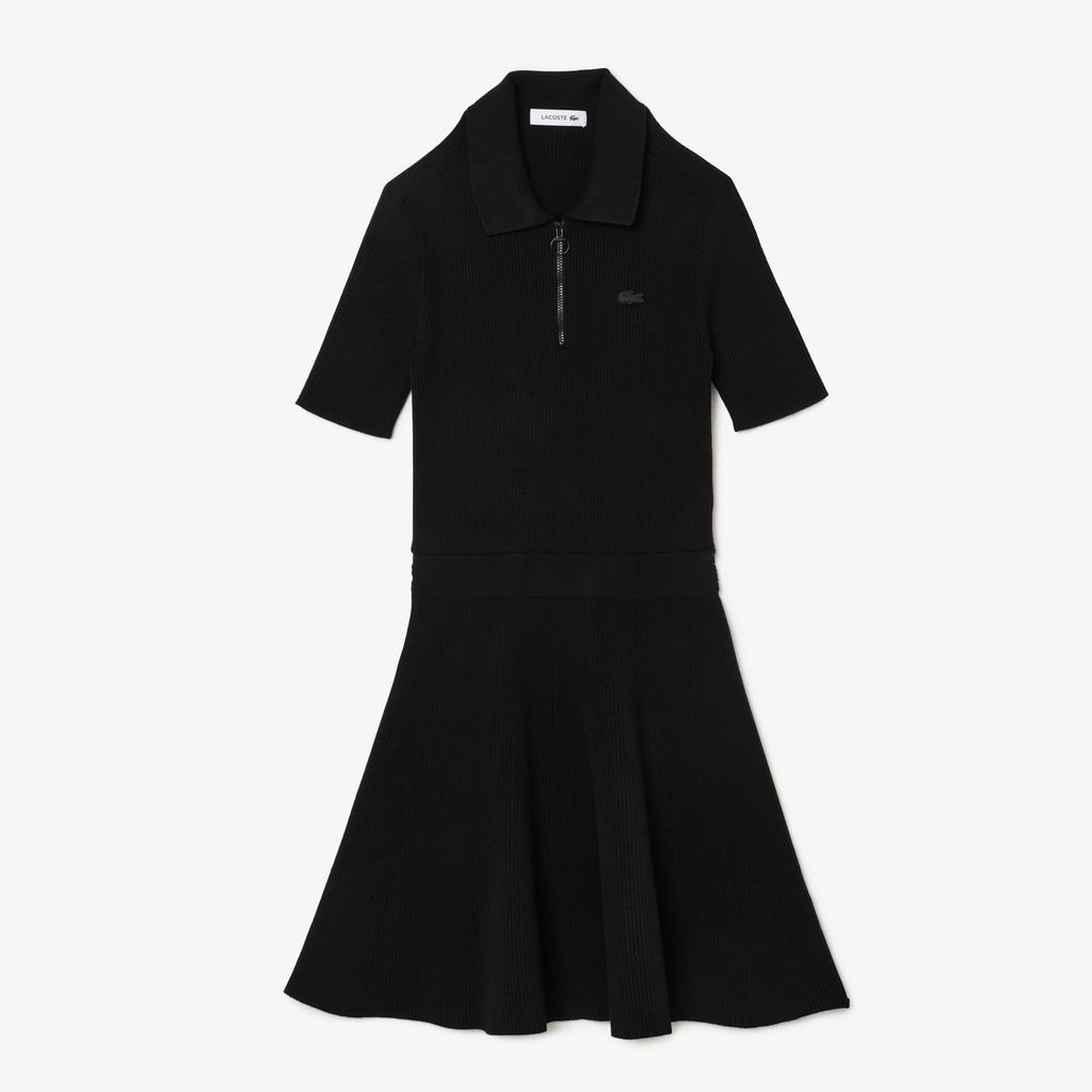 Đầm Polo Lacoste Nữ Dệt Kim Gân 3D Cổ Có Khóa Kéo